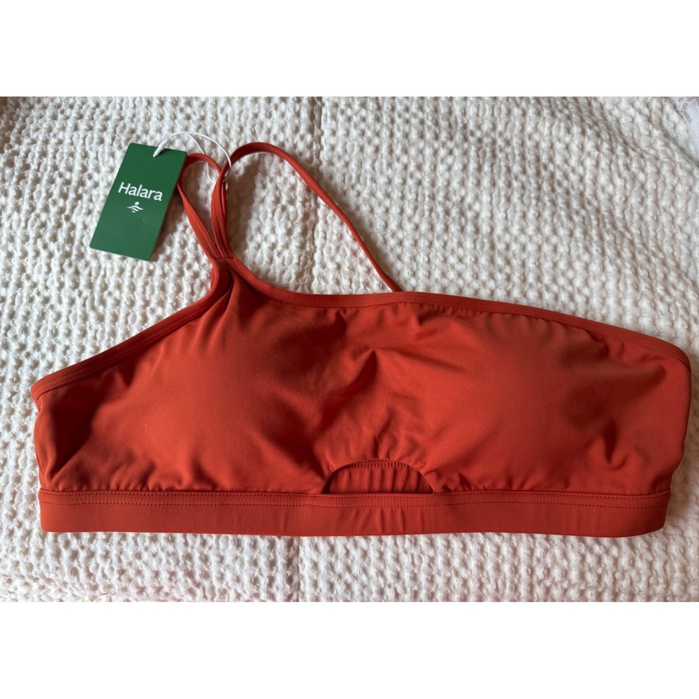 Halara One Shoulder Sports Bra Rust Orange Cutout Activewear Top XL NWT